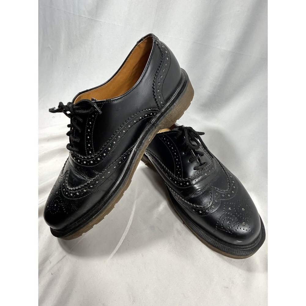 Vintage Dr Martens 3989 Brogue Wingtip Shoes Sz 8 Black Made in England Docs